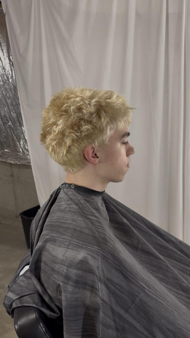 Blonde curls, side profile